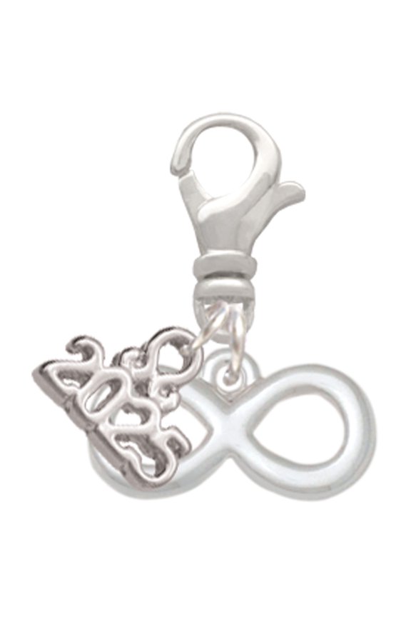 Silver-tone Medium Infinity Sign - Silver-tone Clip on Charm with Mini Year 2025
