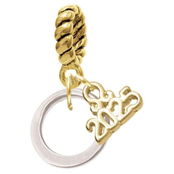 Delight Jewelry Silver-tone Medium Karma Ring - Gold-tone Rope Charm Bead Dangle with Mini 2025