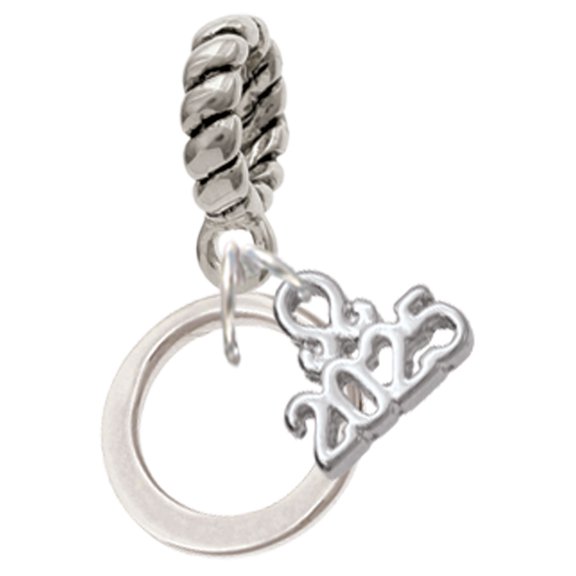 Delight Jewelry Silver-tone Medium Karma Ring - Silver-tone Rope Charm Bead Dangle with Mini 2025