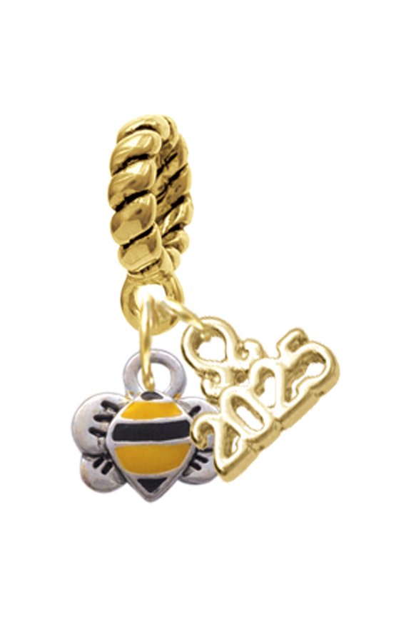 Silver-tone Mini Bumble Bee - Gold-tone Rope Charm Bead Dangle with Mini 2025