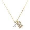 thumbnail image 1 of Delight Jewelry Silver-tone Mini Eighth Note - Large Goldtone Crystal Initial - B - Charm Necklace, 17.5"+2", 1 of 4
