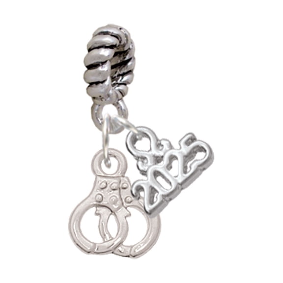 Delight Jewelry Silver-tone Mini Handcuffs - Silver-tone Rope Charm Bead Dangle with Mini 2025