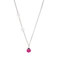 thumbnail image 1 of Delight Jewelry Silver-tone Mini Hot Pink Ladybug - Silvertone Class of 2026 Delicate Bar Necklace, 18.75", 1 of 4