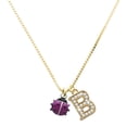 thumbnail image 1 of Delight Jewelry Silver-tone Mini Hot Purple Ladybug - Large Goldtone Crystal Initial - B - Charm Necklace, 17.5"+2", 1 of 4