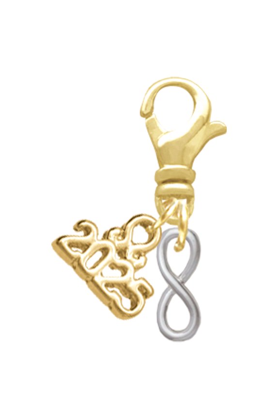 Silver-tone Mini Infinity Sign - Gold-tone Clip on Charm with Mini Year 2025