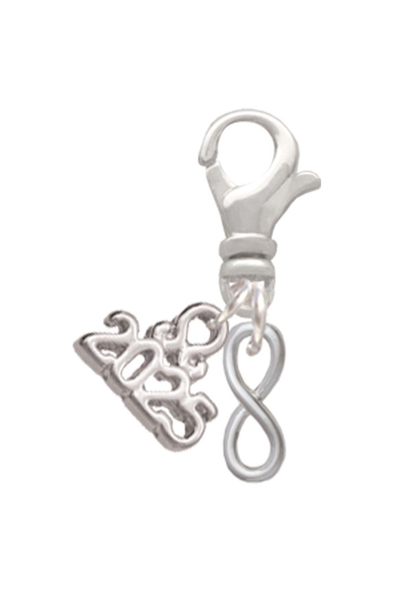 Silver-tone Mini Infinity Sign - Silver-tone Clip on Charm with Mini Year 2025