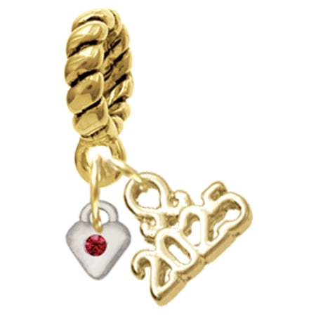 Delight Jewelry Silver-tone Mini January - Maroon Crystal Heart - Gold-tone Rope Charm Bead Dangle with Mini 2025