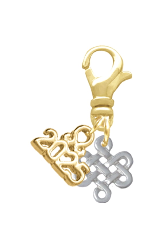 Silver-tone Mini Open Infinity Knot - Gold-tone Clip on Charm with Mini Year 2025