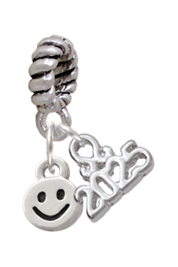 Silver-tone Mini Smiley Face - Silver-tone Rope Charm Bead Dangle with Mini 2025