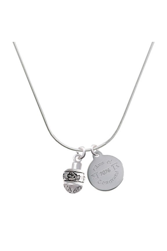 Silver-tone Napoleon's Bee Spinner - Engraved Congrats Class of 2026 Charm Necklace, 18"