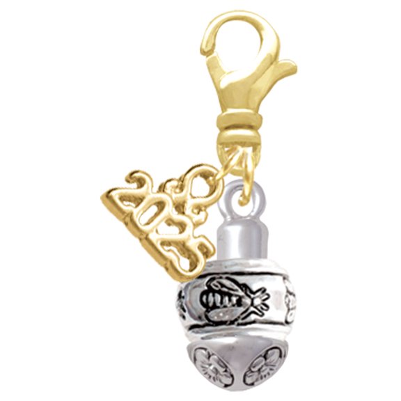 Delight Jewelry Silver-tone Napoleon's Bee Spinner - Gold-tone Clip on Charm with Mini Year 2025