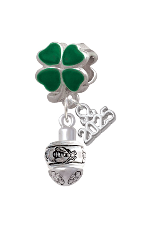 Silver-tone Napoleon's Bee Spinner - Good Luck Green Four Leaf Clover Charm Bead Dangle with Mini 2025