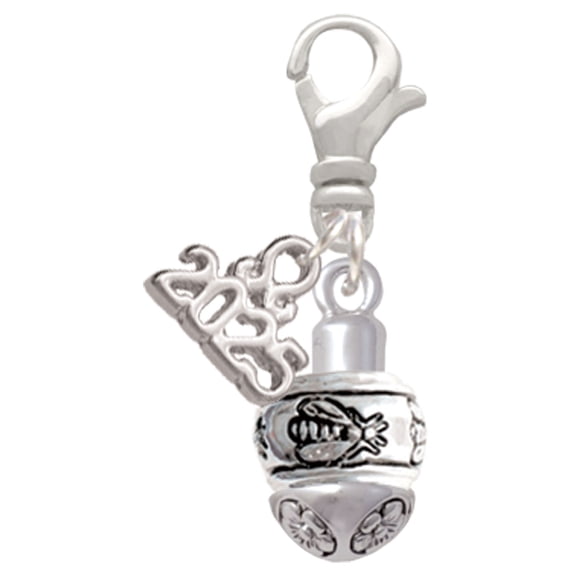 Delight Jewelry Silver-tone Napoleon's Bee Spinner - Silver-tone Clip on Charm with Mini Year 2025