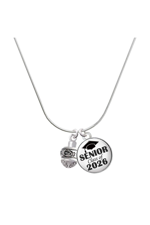 Silver-tone Napoleon's Bee Spinner - Silvertone Senior Class of 2026 Dome Necklace, 18"