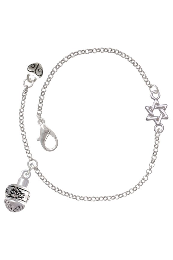 Silver-tone Napoleon's Bee Spinner - Silvertone Star of David Delicate Bracelet, 6.25+1.75" Extender