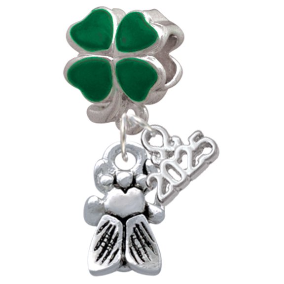 Delight Jewelry Silver-tone Napoleon's Small Bee - Good Luck Green Four Leaf Clover Charm Bead Dangle with Mini 2025