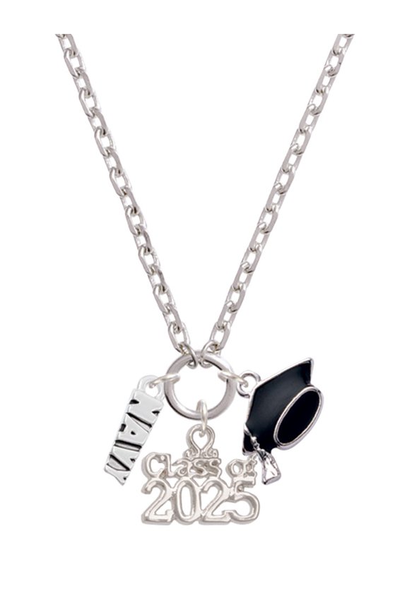 Silver-tone Navy - Silver-tone Class of 2025 Graduation Zoey Necklace, 28"