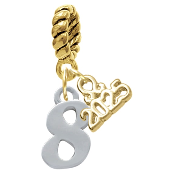 Delight Jewelry Silver-tone Number - 8 - Gold-tone Rope Charm Bead Dangle with Mini 2025