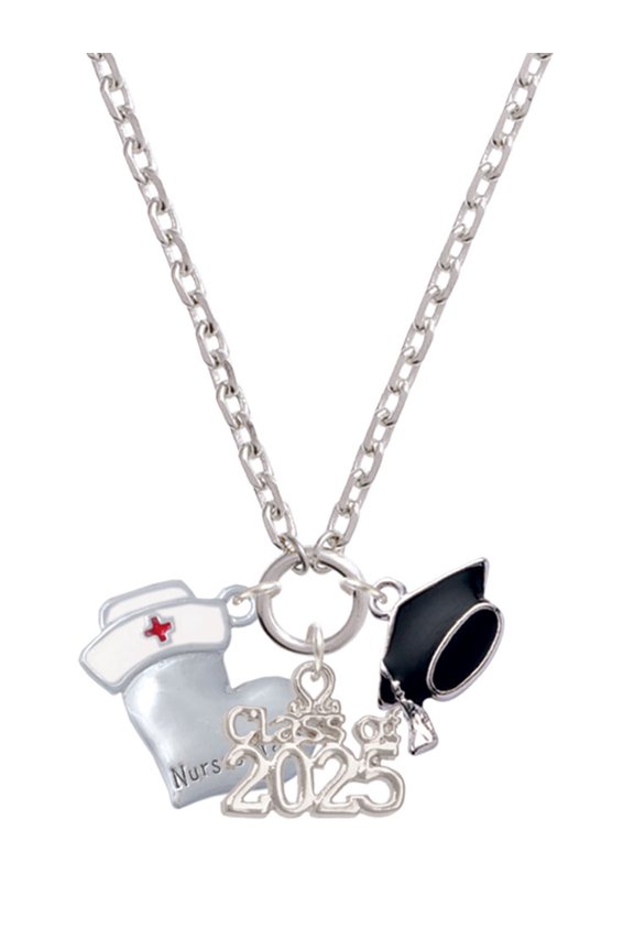 Silver-tone Nurse's Prayer Heart - Lord Guide - Silver-tone Class of 2025 Graduation Zoey Necklace, 28"