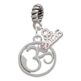 thumbnail image 1 of Delight Jewelry Silver-tone Om in Circle with Pink Crystal - Silver Plated Rope Charm Bead Dangle with Mini 2026, 1 of 4