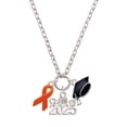 thumbnail image 1 of Delight Jewelry Silver-tone Orange Ribbon - Silver-tone Class of 2025 Graduation Zoey Necklace, 28", 1 of 1