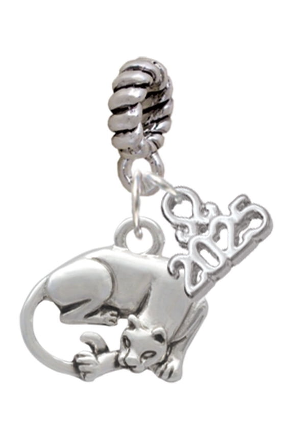 Silver-tone Panther - Silver-tone Rope Charm Bead Dangle with Mini 2025