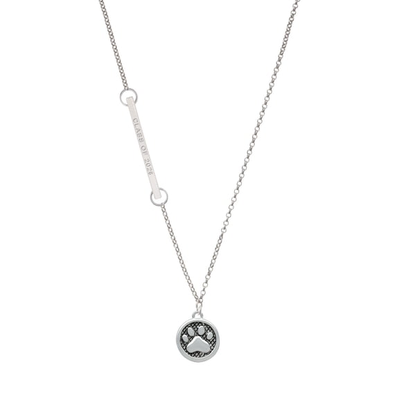 Delight Jewelry Silver-tone Paw in Circle - Silvertone Class of 2026 Delicate Bar Necklace, 18.75"