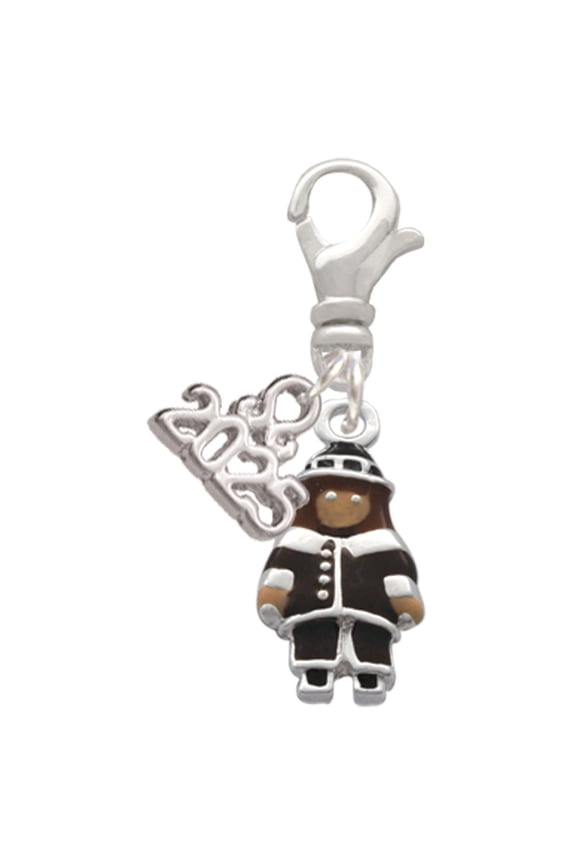 Silver-tone Pilgrim Boy - Silver-tone Clip on Charm with Mini Year 2025