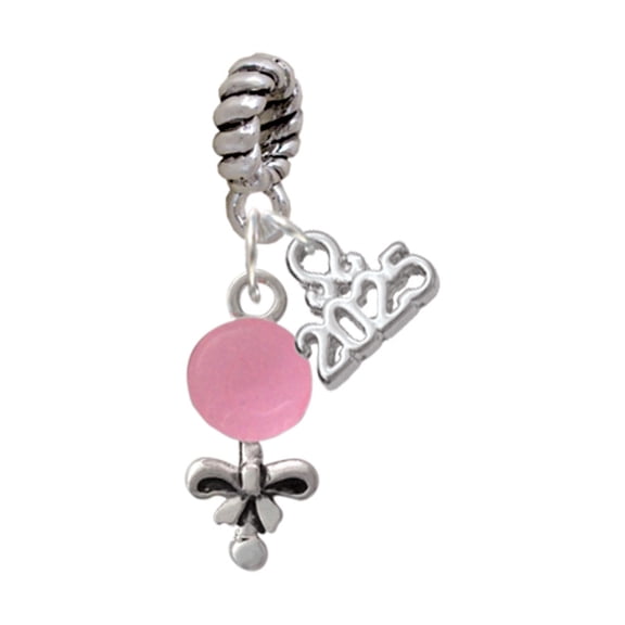 Delight Jewelry Silver-tone Pink Baby Rattle - Silver-tone Rope Charm Bead Dangle with Mini 2025