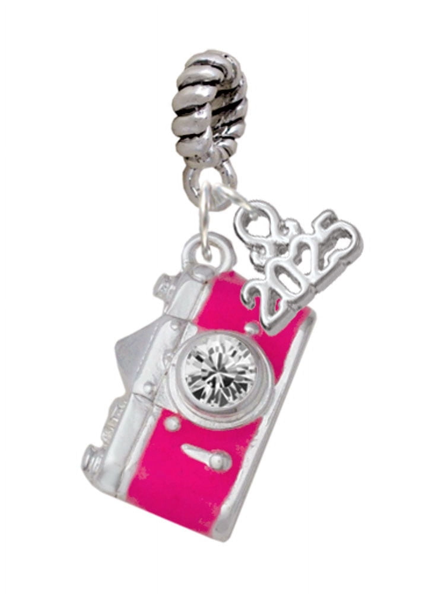 Delight Jewelry Silver-tone Pink Camera - Silver-tone Rope Charm Bead ...