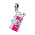 Delight Jewelry Silvertone Pink Camera Silvertone Rope Charm Bead