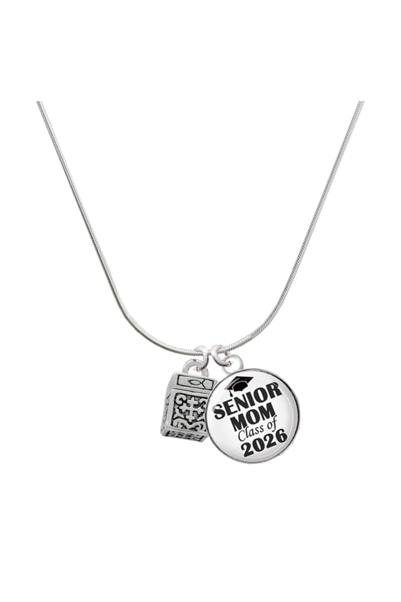 Silver-tone Prayer Box - Silvertone Senior Mom Class of 2026 Dome Necklace, 18"