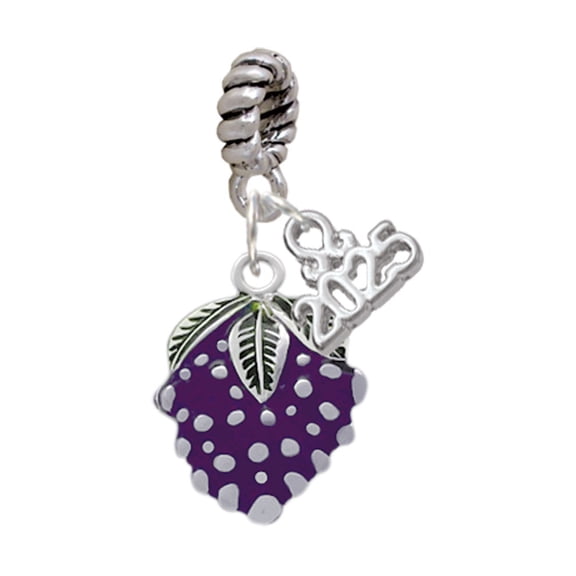 Delight Jewelry Silver-tone Purple Grapes - Silver-tone Rope Charm Bead Dangle with Mini 2025