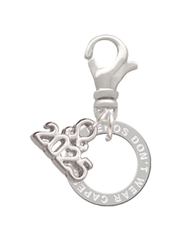 Silver-tone Real Heroes Teach Eternity Ring - Silver-tone Clip on Charm with Mini Year 2025