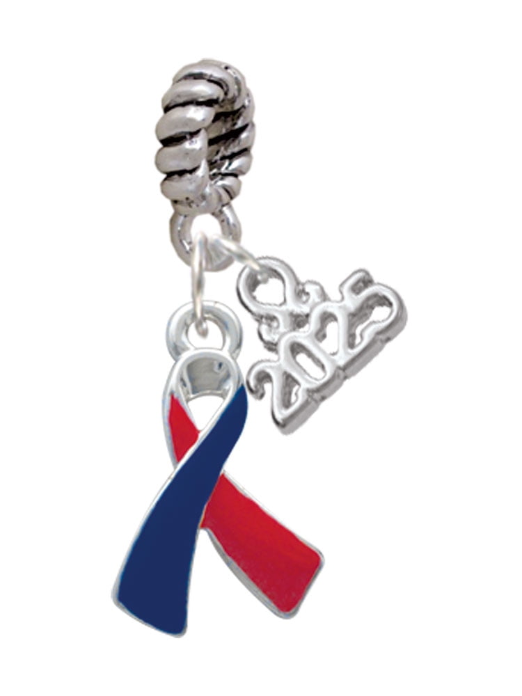 Dangling Red Rope Delight Jewelry Silver-tone Red & Blue Awareness Ribbon - Silver-tone ...