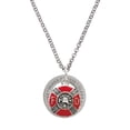 thumbnail image 1 of Delight Jewelry Silver-tone Red Enamel Fire Department Medallion - Class of 2026 Affirmation Ring Necklace, 23", 1 of 4