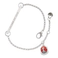 thumbnail image 1 of Delight Jewelry Silver-tone Red Enamel Firefighter Helmet - Silvertone Class of 2026 Delicate Bar Bracelet, 8.5", 1 of 4