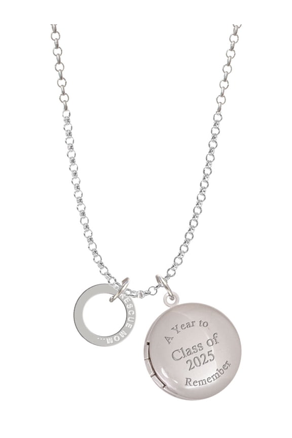 Silver-tone Rescue Mom Infinity Ring - Class of 2025 Year to Remember Locket Charm Necklace, 19+2" Extender