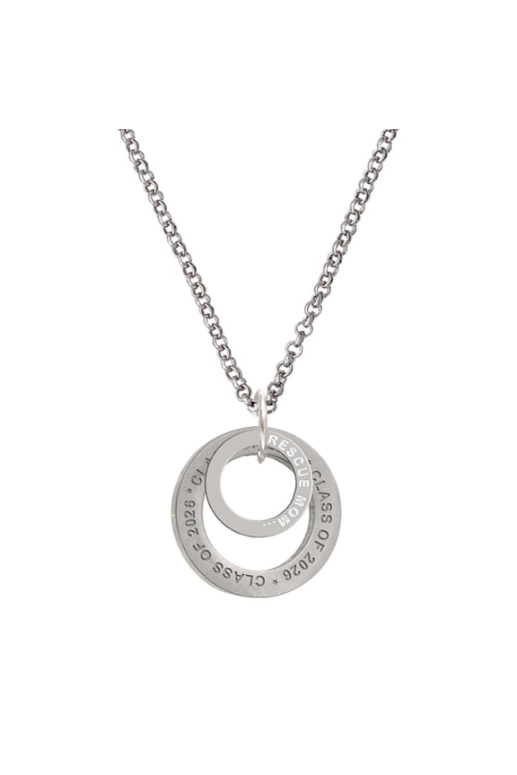 Silver-tone Rescue Mom Infinity Ring - Class of 2026 Affirmation Ring Necklace, 23"