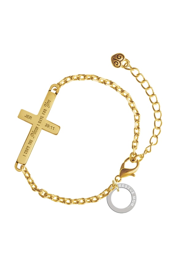 Silver-tone Rescue Mom Infinity Ring - Gold Tone Jeremiah 29:11 I Have Plans for You Engraved Cross Charm Bracelet, 6.5+1.5" Extender
