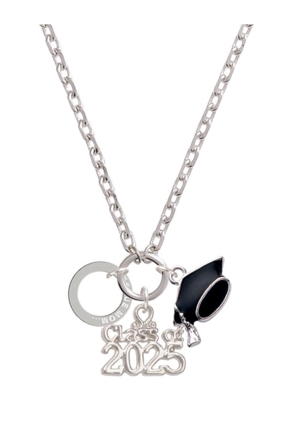Silver-tone Rescue Mom Infinity Ring - Silver-tone Class of 2025 Graduation Zoey Necklace, 28"