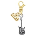 thumbnail image 1 of Delight Jewelry Silver-tone Rock Star Guitar - Gold-tone Clip on Charm with Mini Year 2025, 1 of 4
