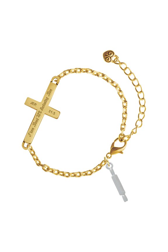Silver-tone Rolling Pin - Gold Tone Jeremiah 31:3 Everlasting Love Engraved Cross Charm Bracelet, 6.5+1.5" Extender