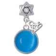 thumbnail image 1 of Delight Jewelry Silver-tone Round - Imitation Cat's Eye - Dark Teal - Silver-tone Clear Star of David Charm Bead Dangle with Mini 2025, 1 of 4