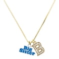 thumbnail image 1 of Delight Jewelry Silver-tone Royal Blue ''Big Sister'' with Heart - Large Goldtone Crystal Initial - B - Charm Necklace, 17.5"+2", 1 of 4