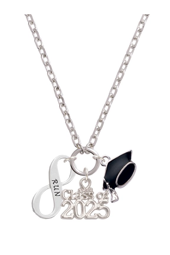 Silver-tone Run Infinity Sign - Silver-tone Class of 2025 Graduation Zoey Necklace, 28"