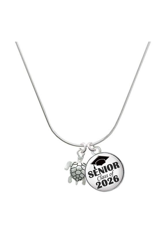 Silver-tone Sea Turtle - Silvertone Senior Class of 2026 Dome Necklace, 18"