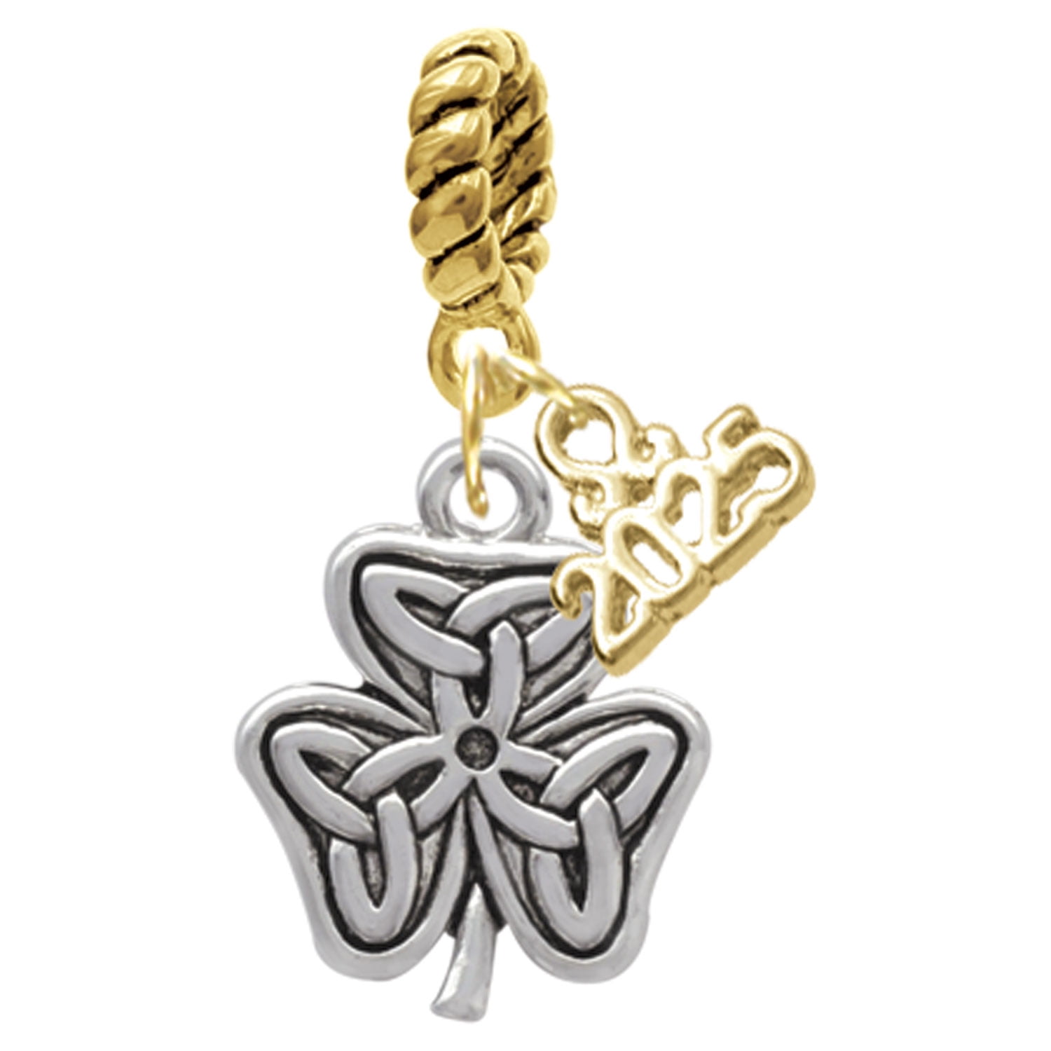 Delight Jewelry Silver-tone Shamrock with Celtic Knot - Gold-tone Rope ...