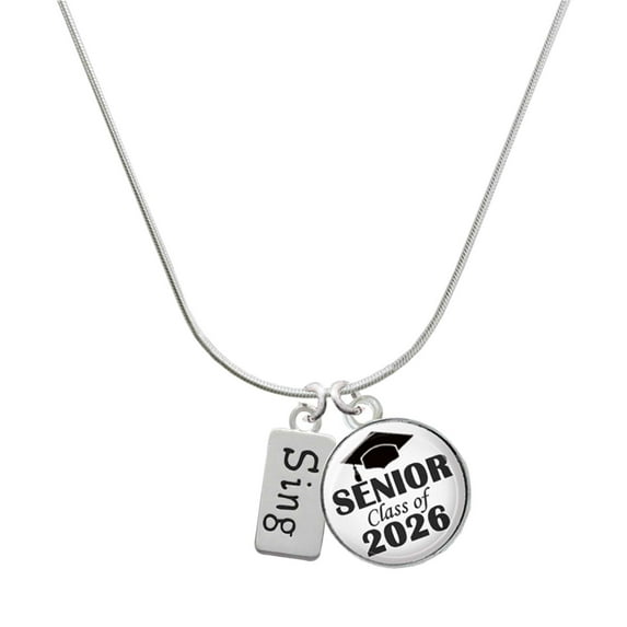 Delight Jewelry Silver-tone Sing - Silvertone Senior Class of 2026 Dome Necklace, 18"