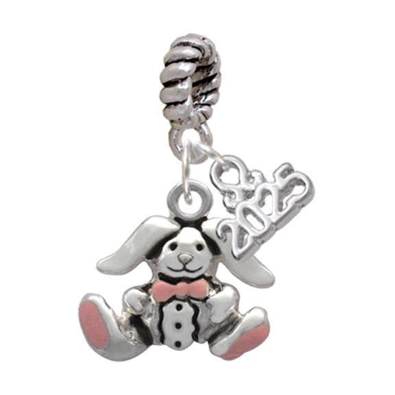 Delight Jewelry Silver-tone Sitting Bunny with Easter Egg - Silver-tone Rope Charm Bead Dangle with Mini 2025